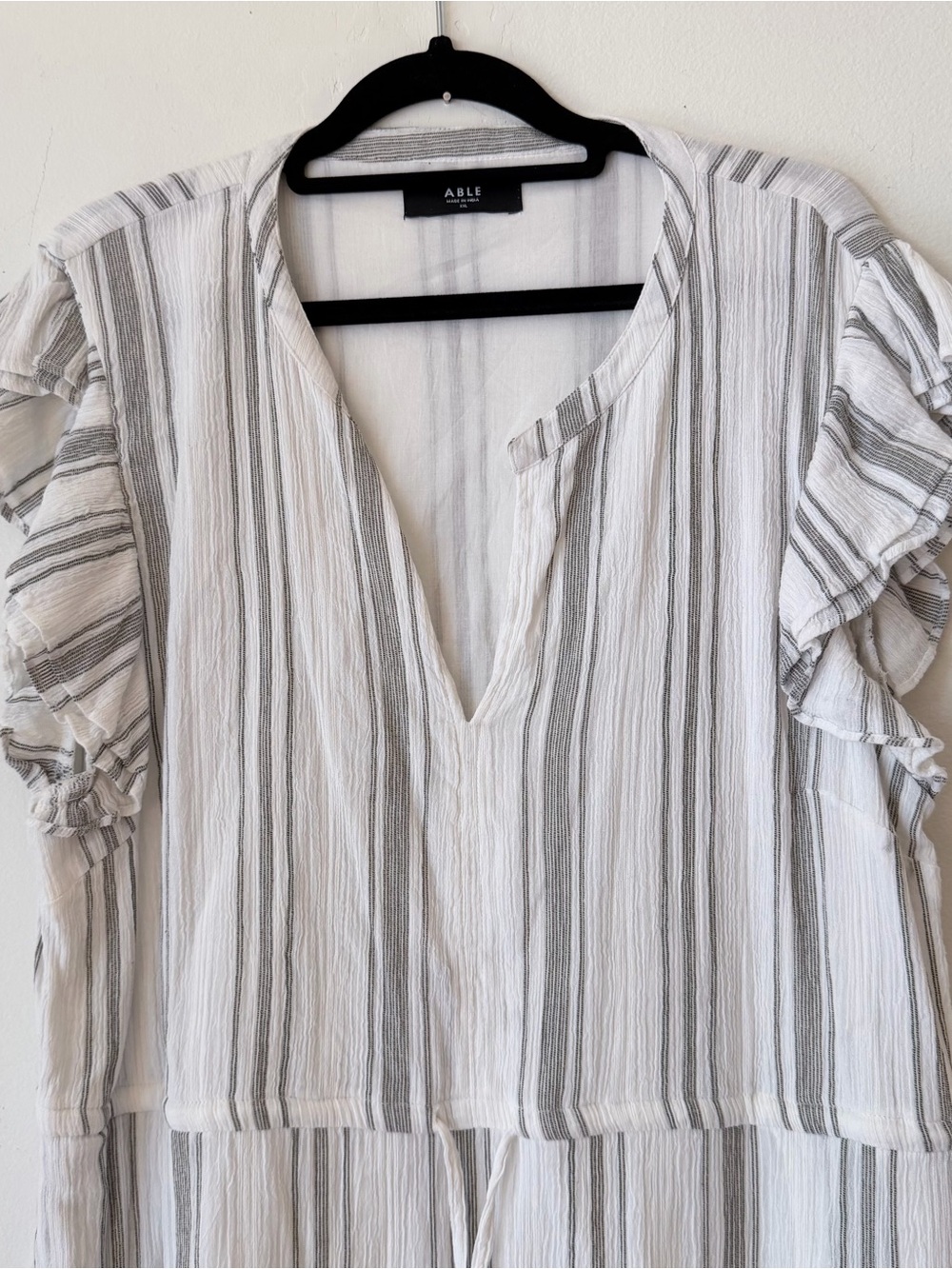 Able Cream & Gray Striped V-Neck Maxi Dress - Picture 3 of 9
